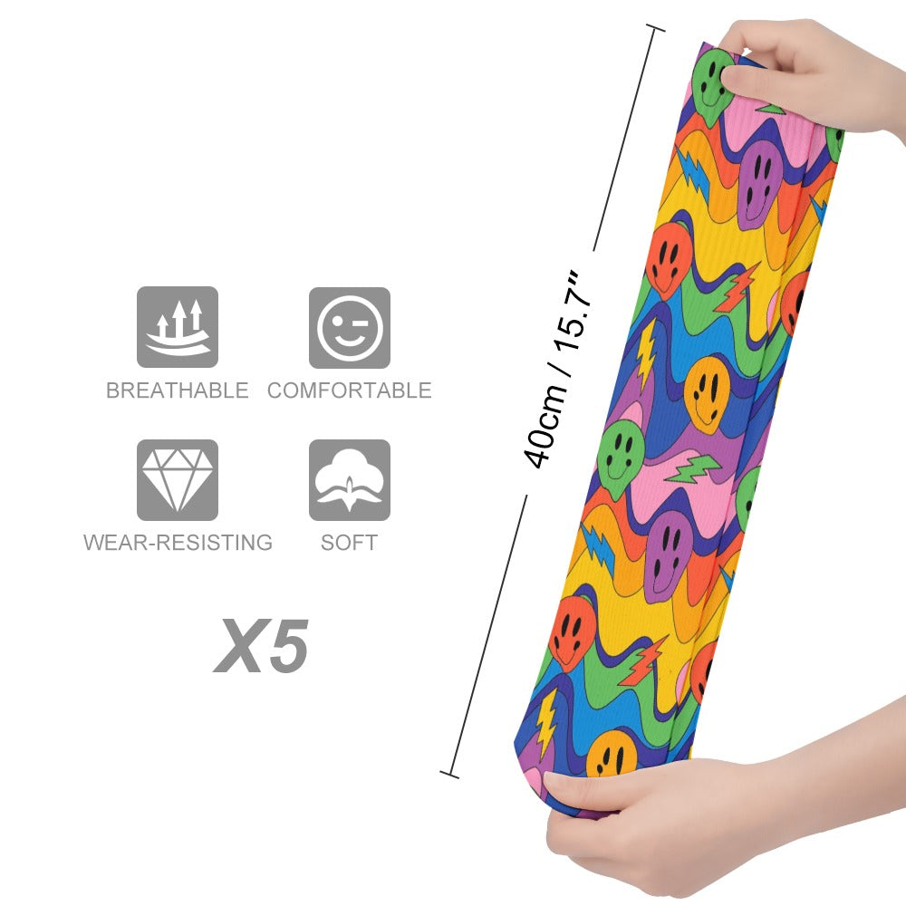 5 Pack Music Festival Socks Sweat-Proof Odor-Resistant Breathable Large Socks