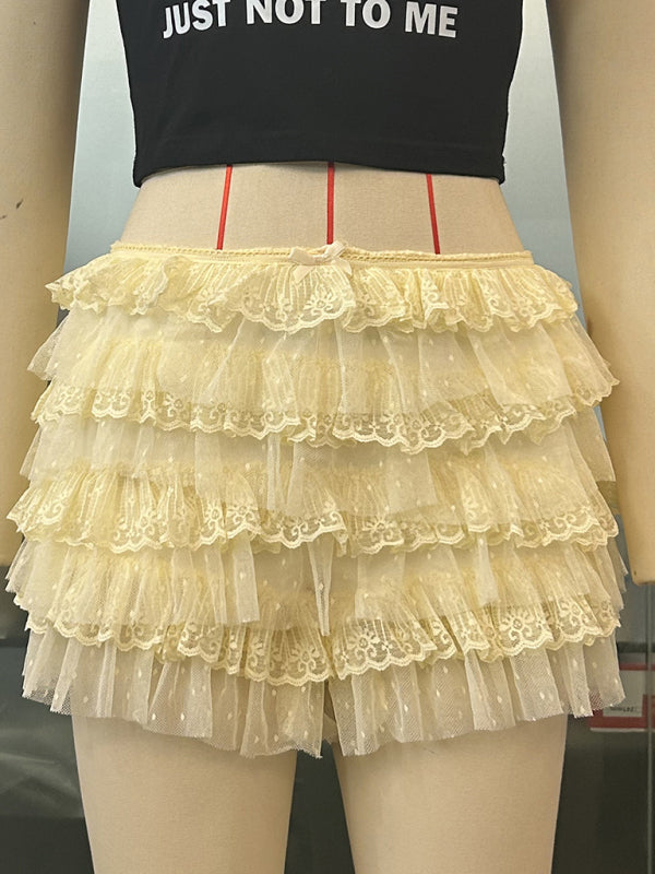 Twerk Shorts Ruffled Wavy Low Rise