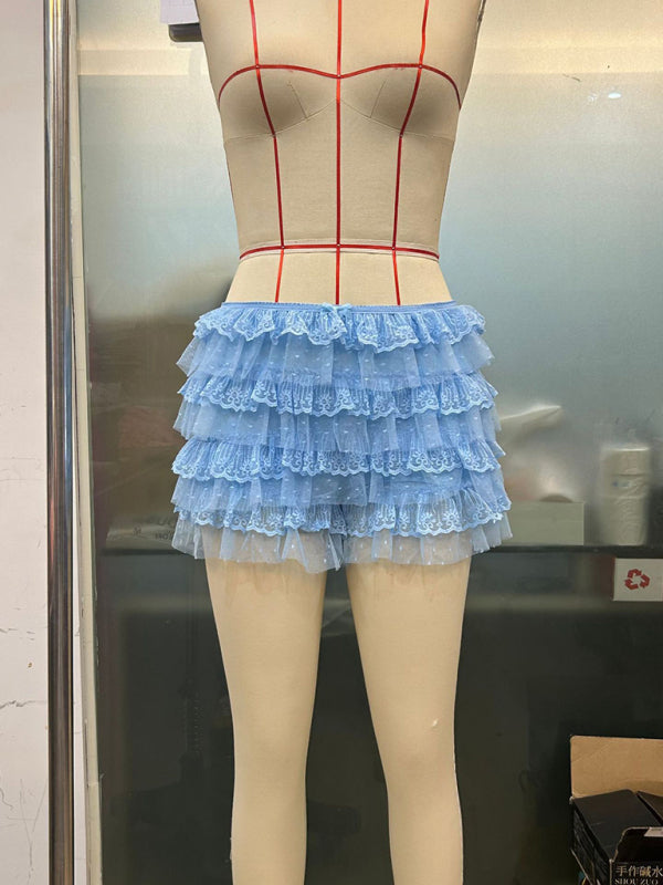 Twerk Shorts Ruffled Wavy Low Rise