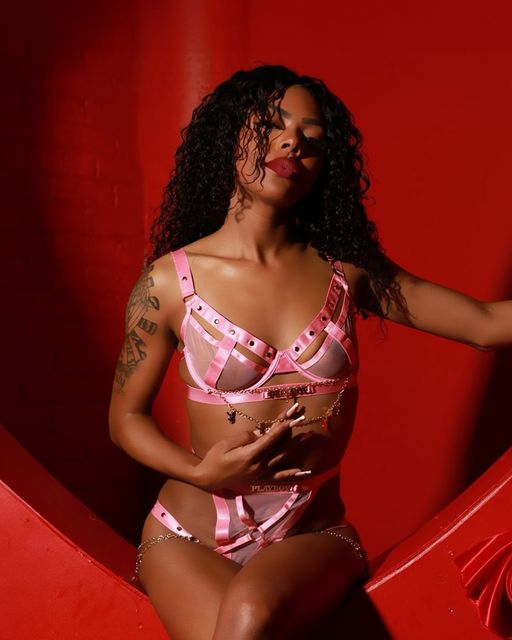 Playboy Strappy Luck Charm 2pc Lingerie Set with Chain Detail