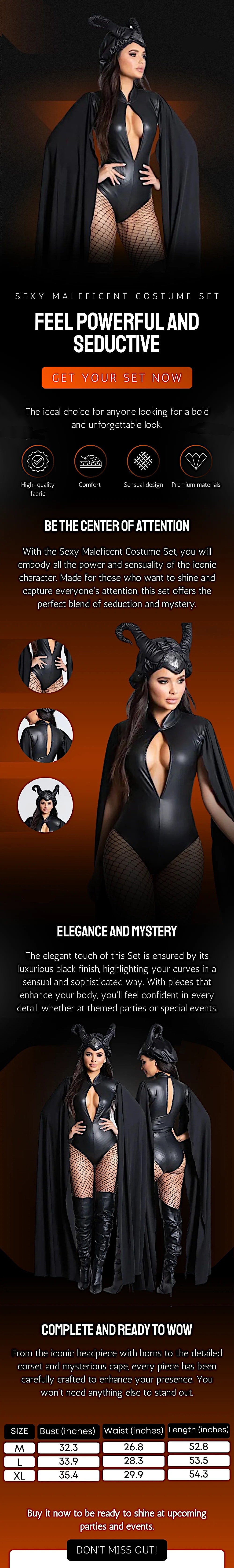 Sexy Maleficent Costume Set