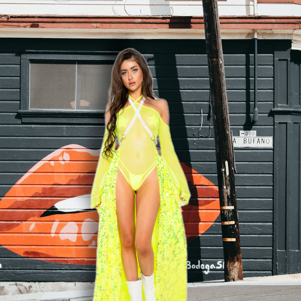 Coated Fishnet Bodysuit