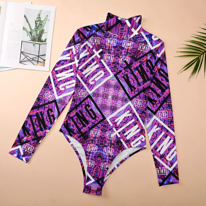 Sullivan King All-Over Print High Neck Long Sleeve Bodysuit