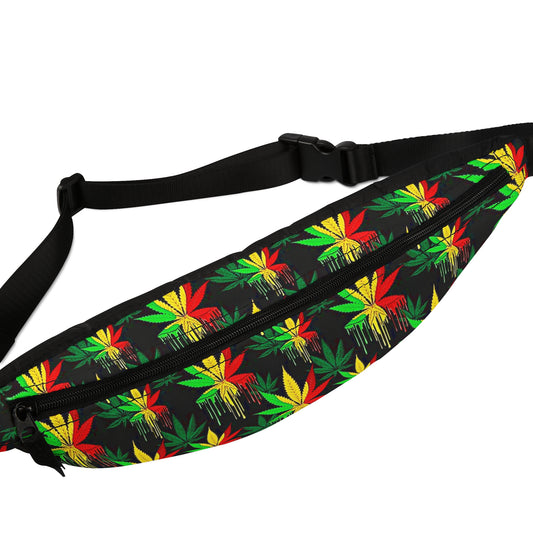 Rasta Colors Drippy Weed Fanny Pack, Red Green Yellow