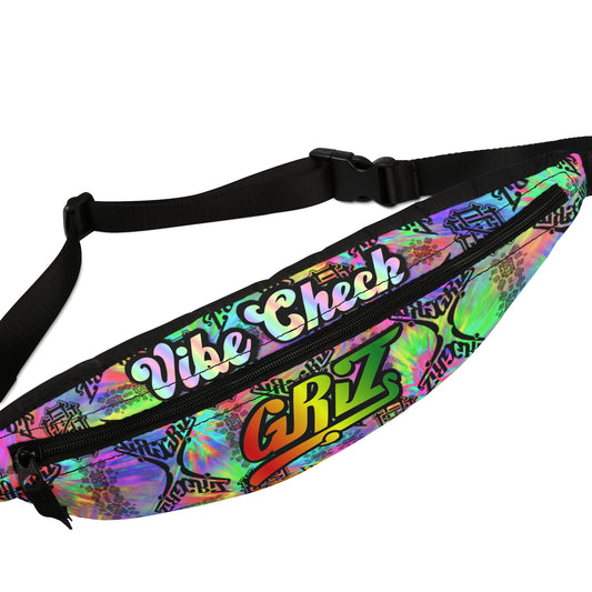 Adjustable Griz Tie Dye Zipper Fanny Pack for Party Rave Music Festival Concert Essential Item Men and Women