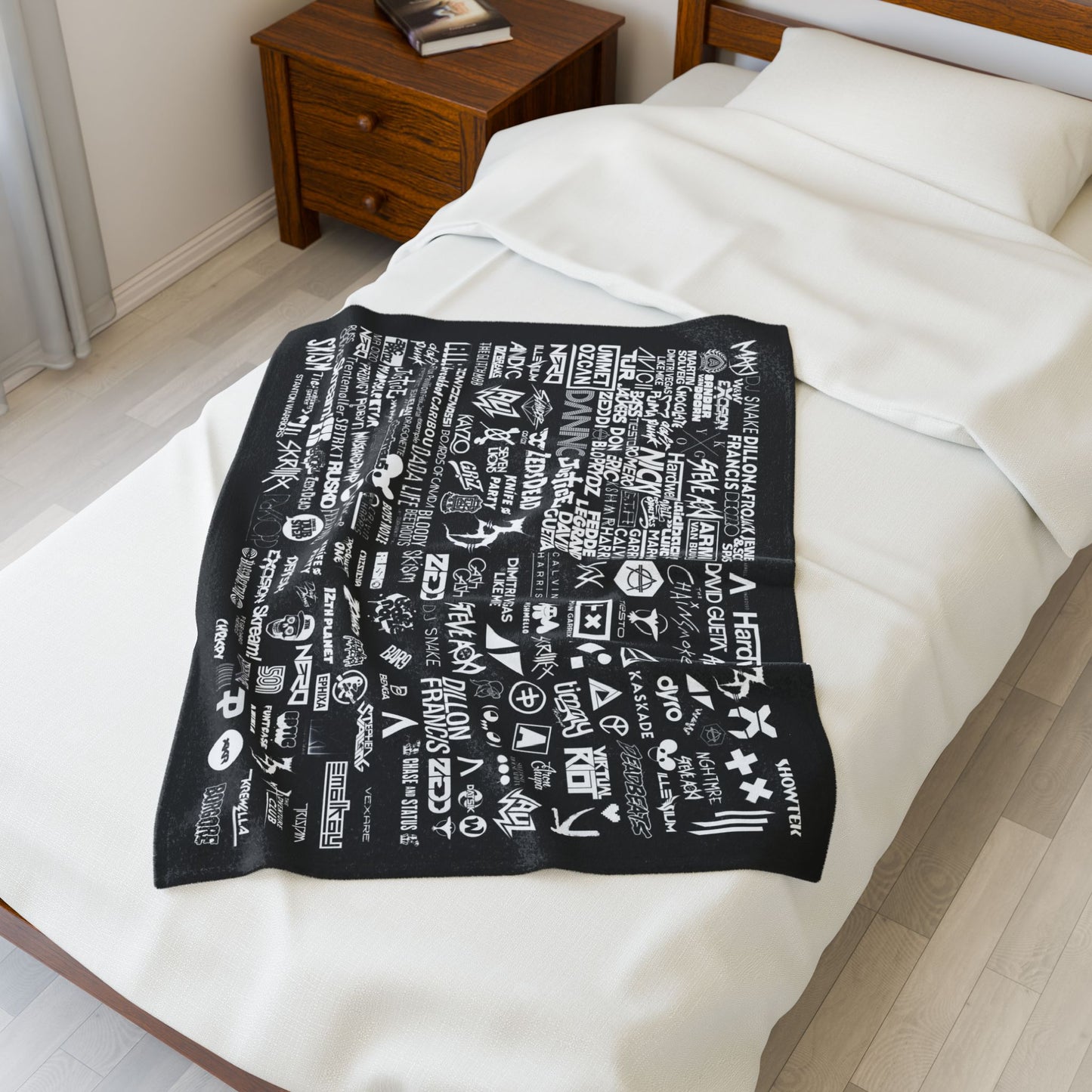Personalized EDM Artist Logo Collage Throw Blanket for Rave, Music Festival, Concert
