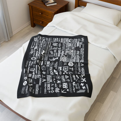 Personalized EDM Artist Logo Collage Throw Blanket for Rave, Music Festival, Concert