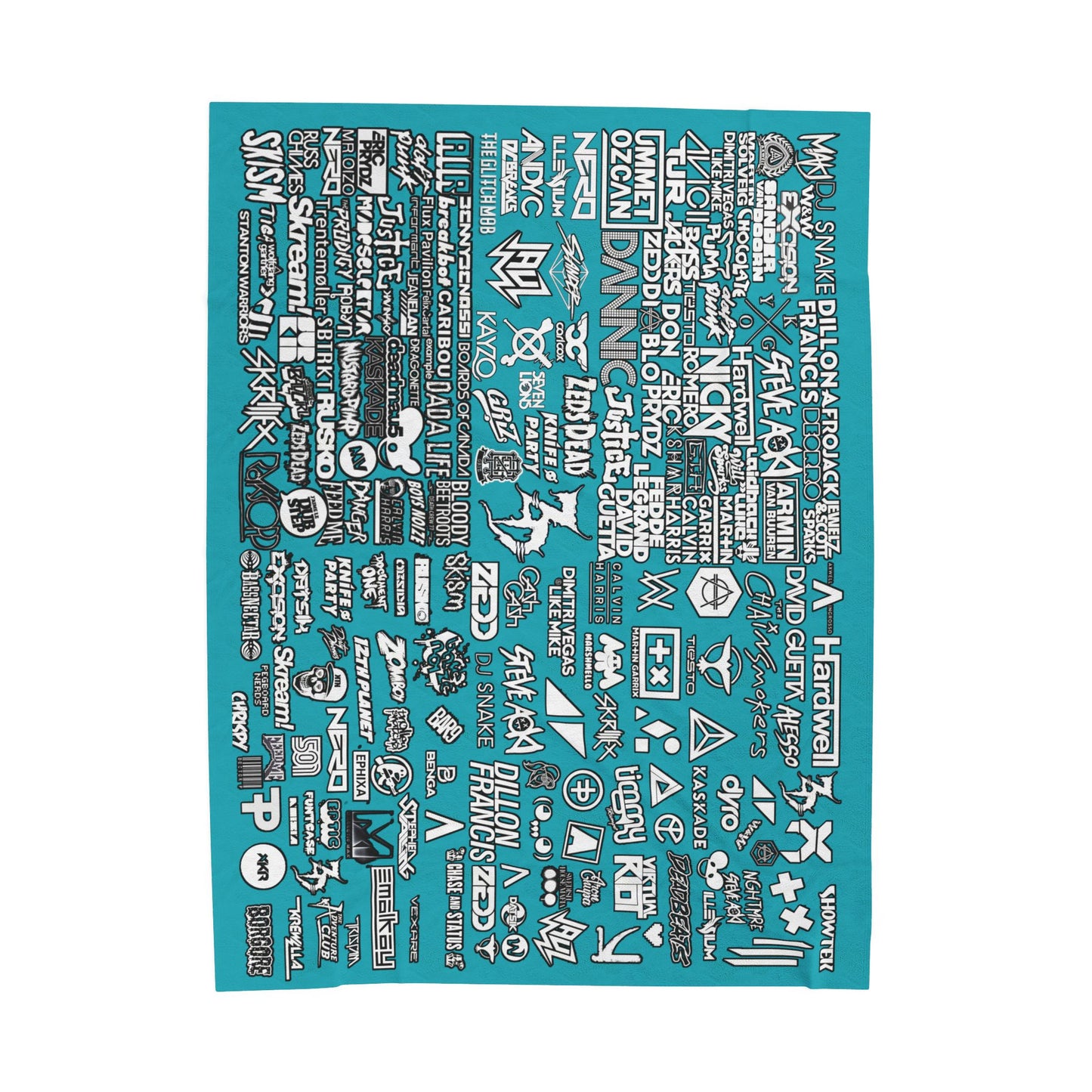 Personalized EDM Artist Logo Collage Throw Blanket for Rave, Music Festival, Concert