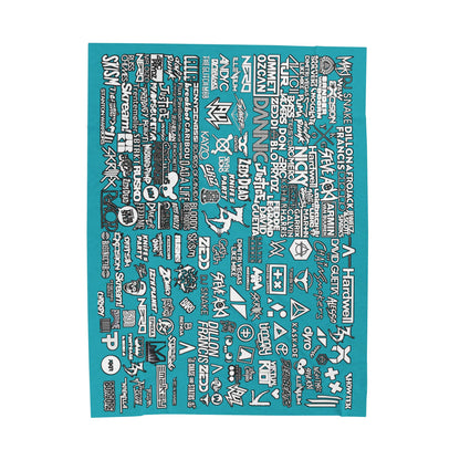 Personalized EDM Artist Logo Collage Throw Blanket for Rave, Music Festival, Concert