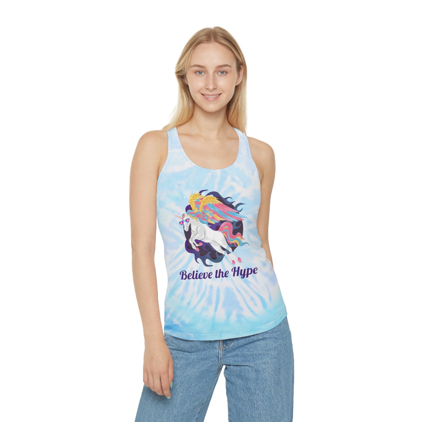 Believe the Hype Womens Tie Dye Racerback Tank Top