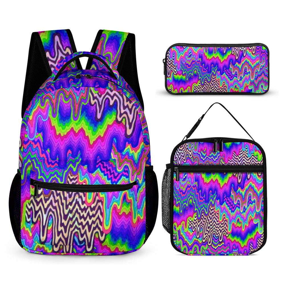 Psychedelic Backpack with Free Lunchbox and Travel Bag Included