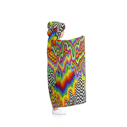 Psychedelic Melting Rainbow Hooded Blanket, Raver Festival Wear, Colorful Throw Blanket, Trippy Rainbow Sherpa Blanket, Psychedelic Home