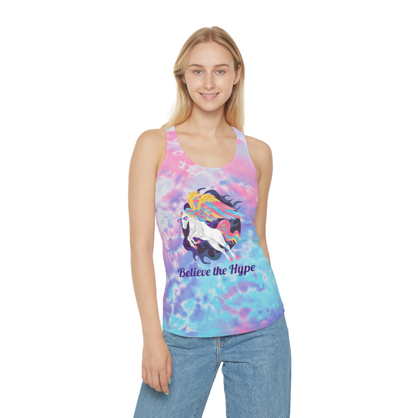 Believe the Hype Womens Tie Dye Racerback Tank Top