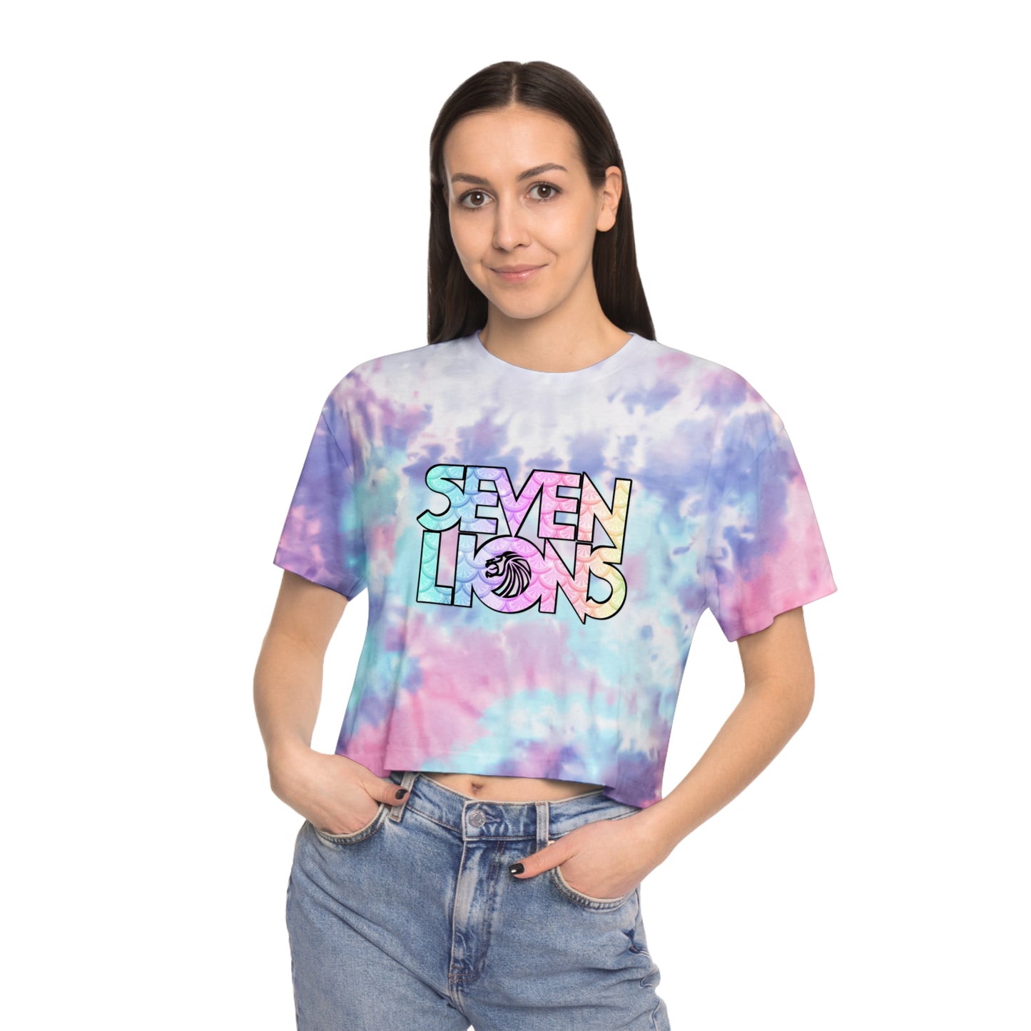 Seven Lions Women's Tie-Dye Crop Top Sweat Proof Rave Music Festival Shirt
