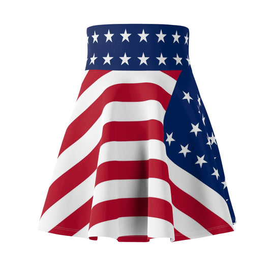 Women's American Flag Skirt, Cute Patriotic Skater Skirt for Summer Independence Day, Sweat and Stain Resistant