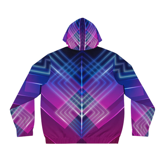 Neon Circuits Trippy Rave Zip Hoodie for Men