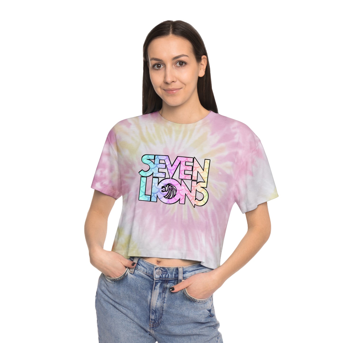 Seven Lions Women's Tie-Dye Crop Top Sweat Proof Rave Music Festival Shirt