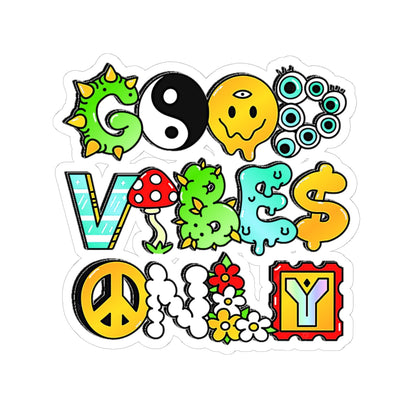 Good Vibes Only Hippie waterproof Decal no-bubble sticker for car, laptop, book, water bottle, etc