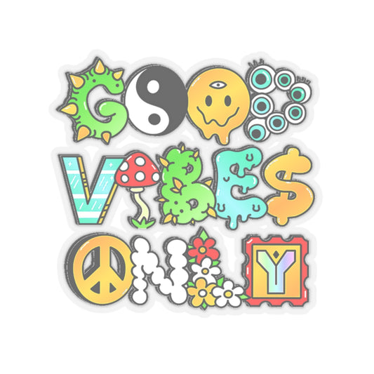 Good Vibes Only Hippie waterproof Decal no-bubble sticker for car, laptop, book, water bottle, etc