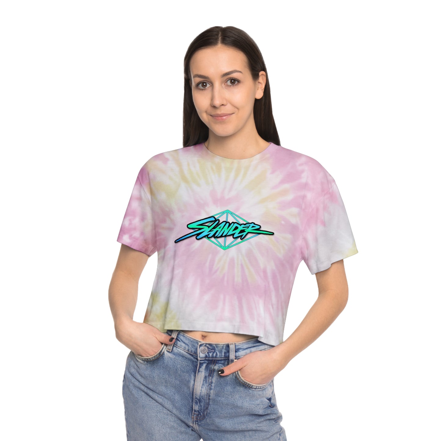 Slander Women's Tie-Dye Crop Top Sweat Proof Rave Music Festival Shirt