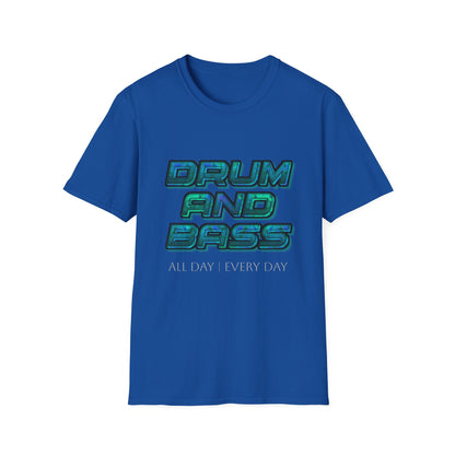 Drum and Bass All Day Every Day Softstyle T-Shirt DnB Mens Womens Unisex Music Lover Gift, Rave Apparel, Festival Wear, Streetwear