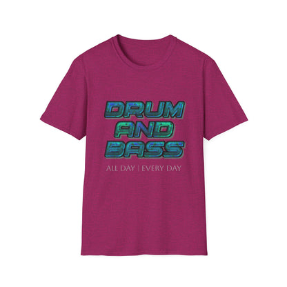 Drum and Bass All Day Every Day Softstyle T-Shirt DnB Mens Womens Unisex Music Lover Gift, Rave Apparel, Festival Wear, Streetwear