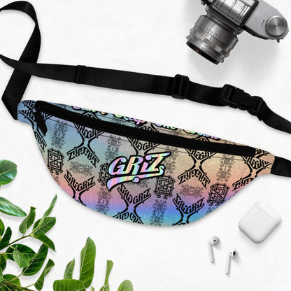 Adjustable Griz Holographic Zipper Fanny Pack for Party Rave Music Festival Concert Essential Item Men and Women
