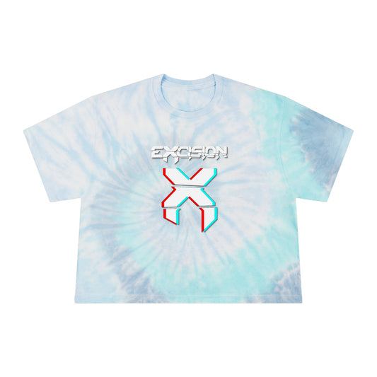 Excision Women's Tie-Dye Crop Top Sweat Proof Rave Music Festival Shirt