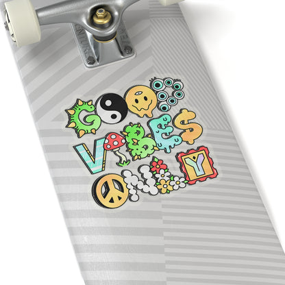 Good Vibes Only Hippie waterproof Decal no-bubble sticker for car, laptop, book, water bottle, etc