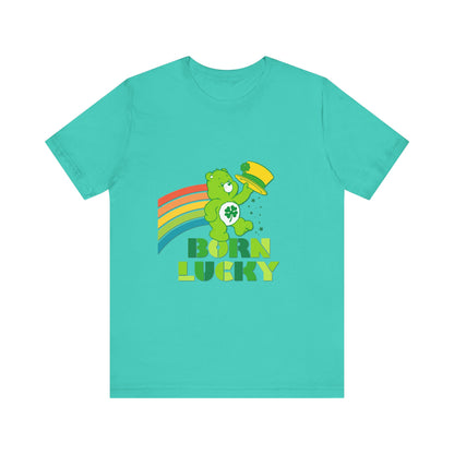 Born Lucky Cotton Jersey Short Sleeve Tee Mens Womens Unisex