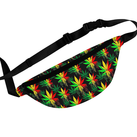 Rasta Colors Drippy Weed Fanny Pack, Red Green Yellow