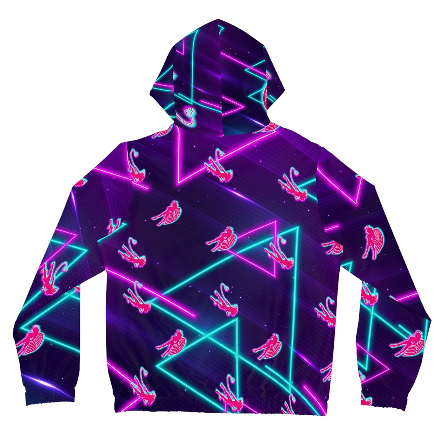 Neon Devil on my Shoulder Rave Zip Hoodie for Women