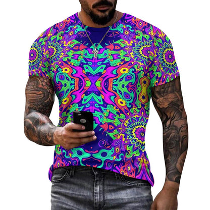 Men's Psychedelic Fitted Rave Shirt Super Soft Breathable Sweat-Proof Odor-Resistant Music Festival Tee
