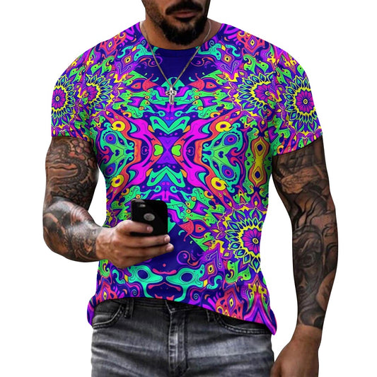 Men's Psychedelic Fitted Rave Shirt Super Soft Breathable Sweat-Proof Odor-Resistant Music Festival Tee