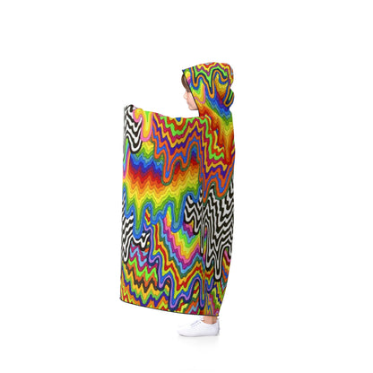 Psychedelic Melting Rainbow Hooded Blanket, Raver Festival Wear, Colorful Throw Blanket, Trippy Rainbow Sherpa Blanket, Psychedelic Home