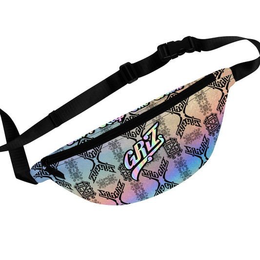 Adjustable Griz Holographic Zipper Fanny Pack for Party Rave Music Festival Concert Essential Item Men and Women