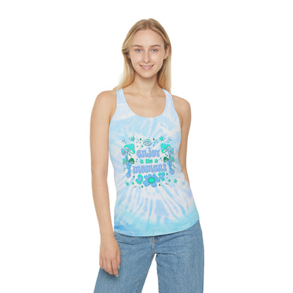 Enjoy the Moment Mushroom Womens Tie Dye Racerback Tank Top in 3 Styles