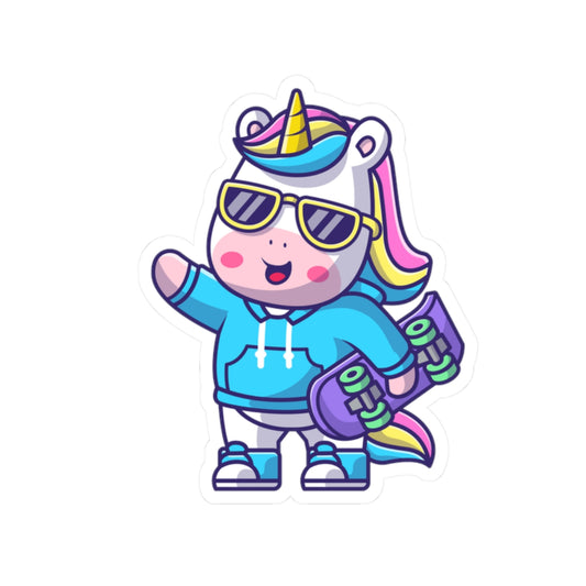 Cool Rave Unicorn Skateboard Sticker Decal