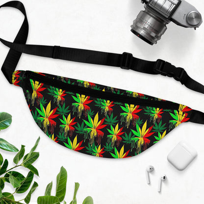 Rasta Colors Drippy Weed Fanny Pack, Red Green Yellow
