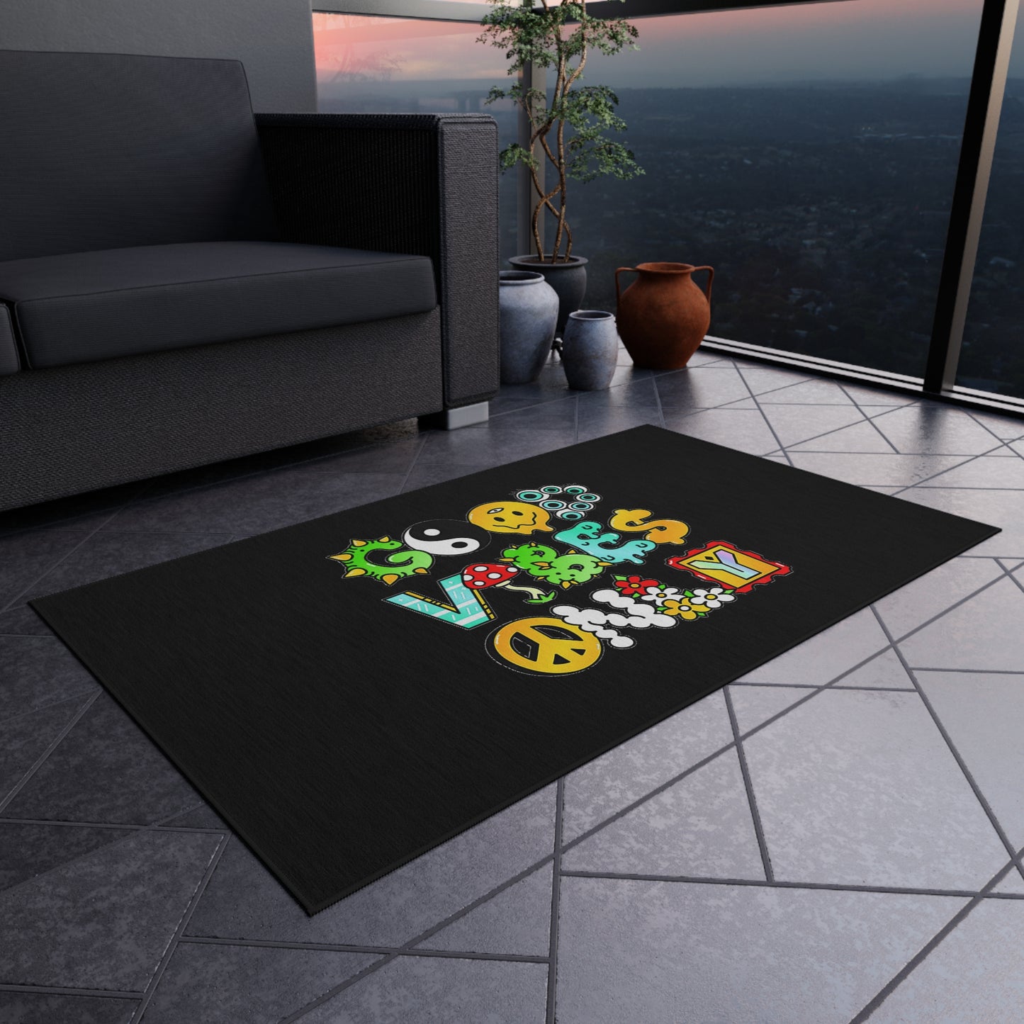 Good Vibes Only Welcome Mat Outdoor Rug in 5 Sizes