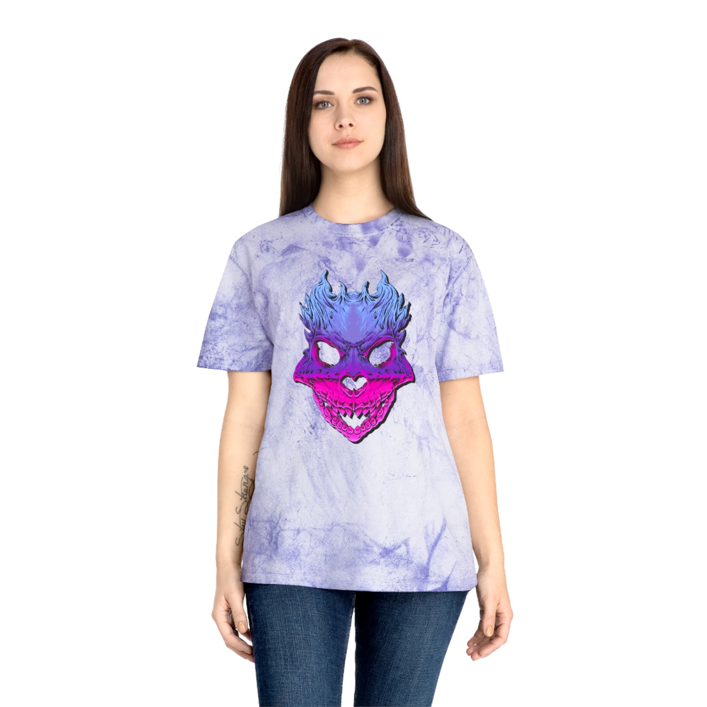 Rest in Peace Skull T Shirts, Color Blasted Tie Dye Tshirts for Men, Women, and Ravers of all Ages