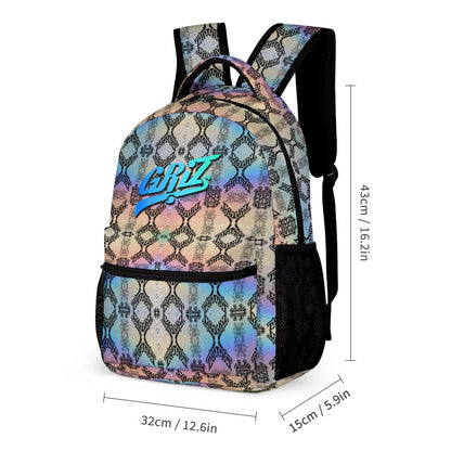 Griz Holographic Backpack with Free Lunchbox and Pencil Case Included Back to School 3pc Set