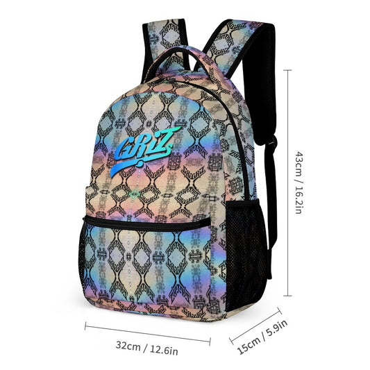 Griz Holographic Backpack with Free Lunchbox and Pencil Case Included Back to School 3pc Set