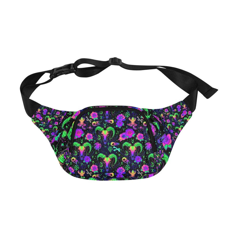 Ultimate Festival Fanny Pack Psychedelic Blacklight Glow Waist Travel Sling Bag for Men Women Unisex