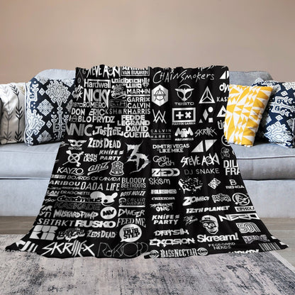 Custom EDM Artists Ultra-Soft Flannel Blanket for Camping Festival Rave in Multiple Sizes