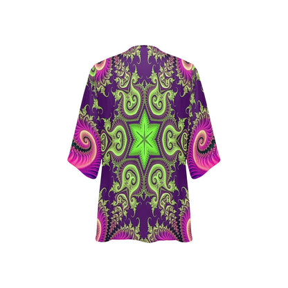 Fractals Women's Psychedelic Kimono Chiffon Cover Up