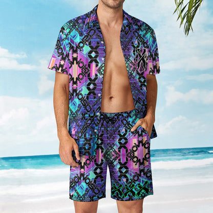 Excision Rave Outfit Set for Men Pocket Shorts and Shirt