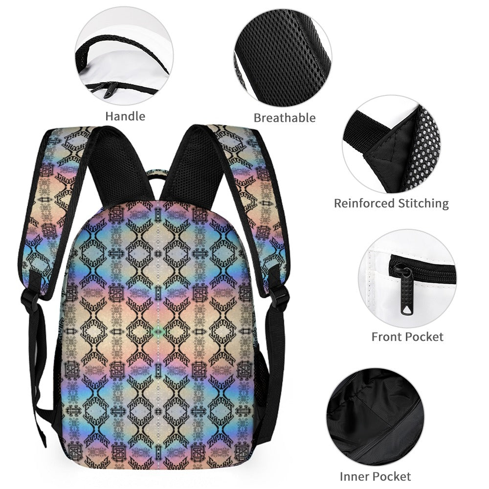 Griz Holographic Backpack with Free Lunchbox and Pencil Case Included Back to School 3pc Set