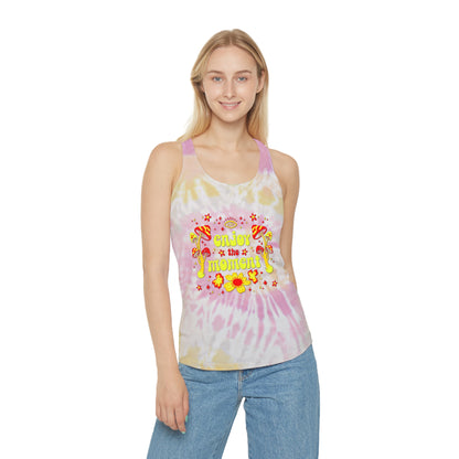 Enjoy the Moment Mushroom Womens Tie Dye Racerback Tank Top in 3 Styles