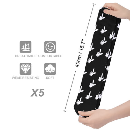 Playboy Bunny Socks 5 Pack Sweat-Proof Odor-Resistant Breathable Large Socks